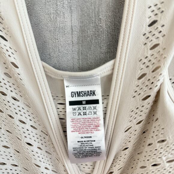 GYMSHARK Energy Seamless Laser-Cut Tank Top Womens Size Medium Ivory Workout Gym - Picture 4 of 10